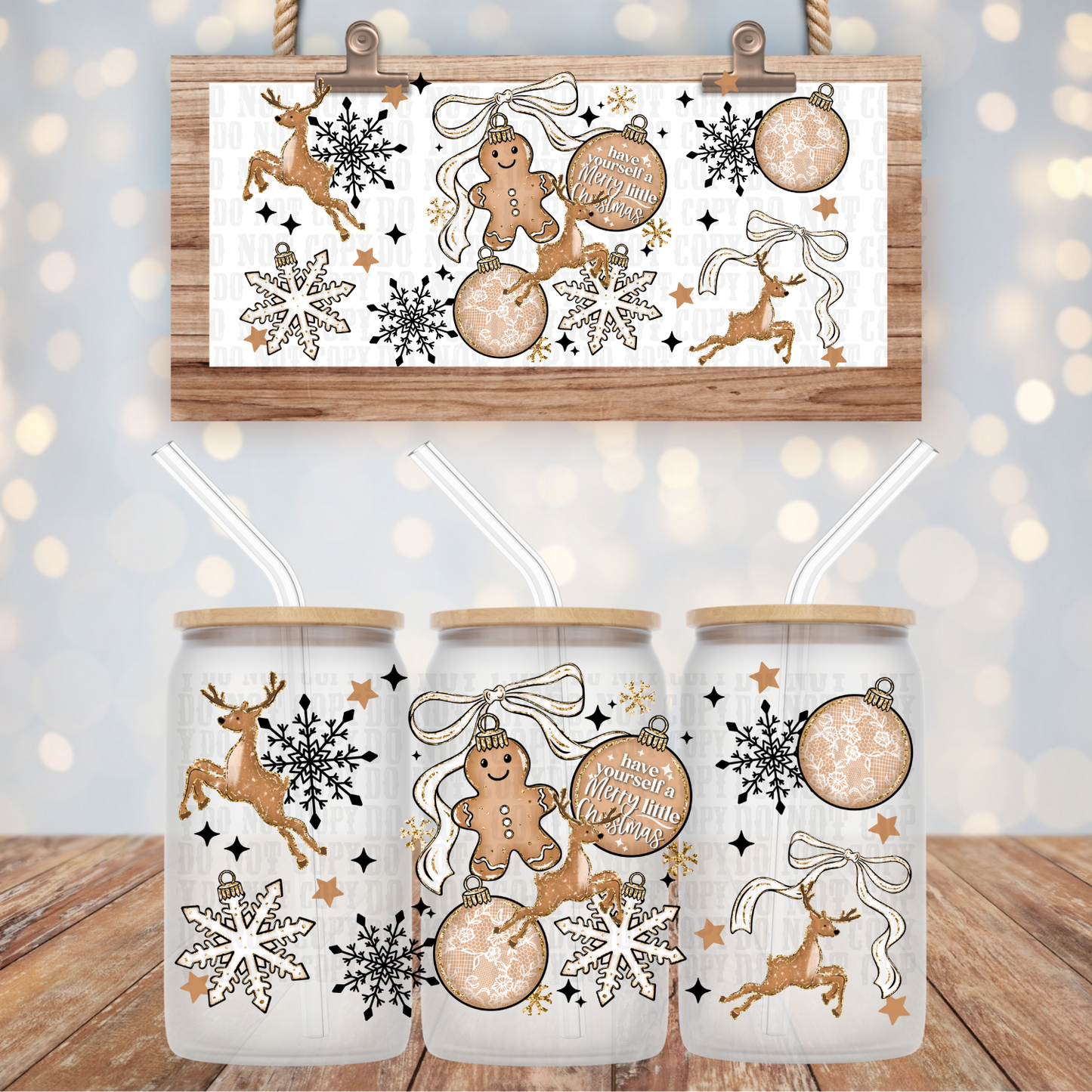 GILDED GINGY ORNAMENTS UV DTF CUP WRAP