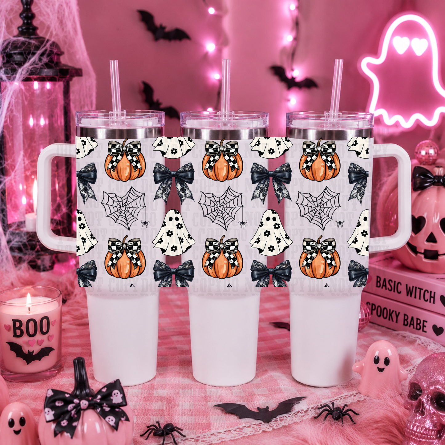 40oz COQUETTE POLKA DOT PUMPKINS UV DTF CUP WRAP