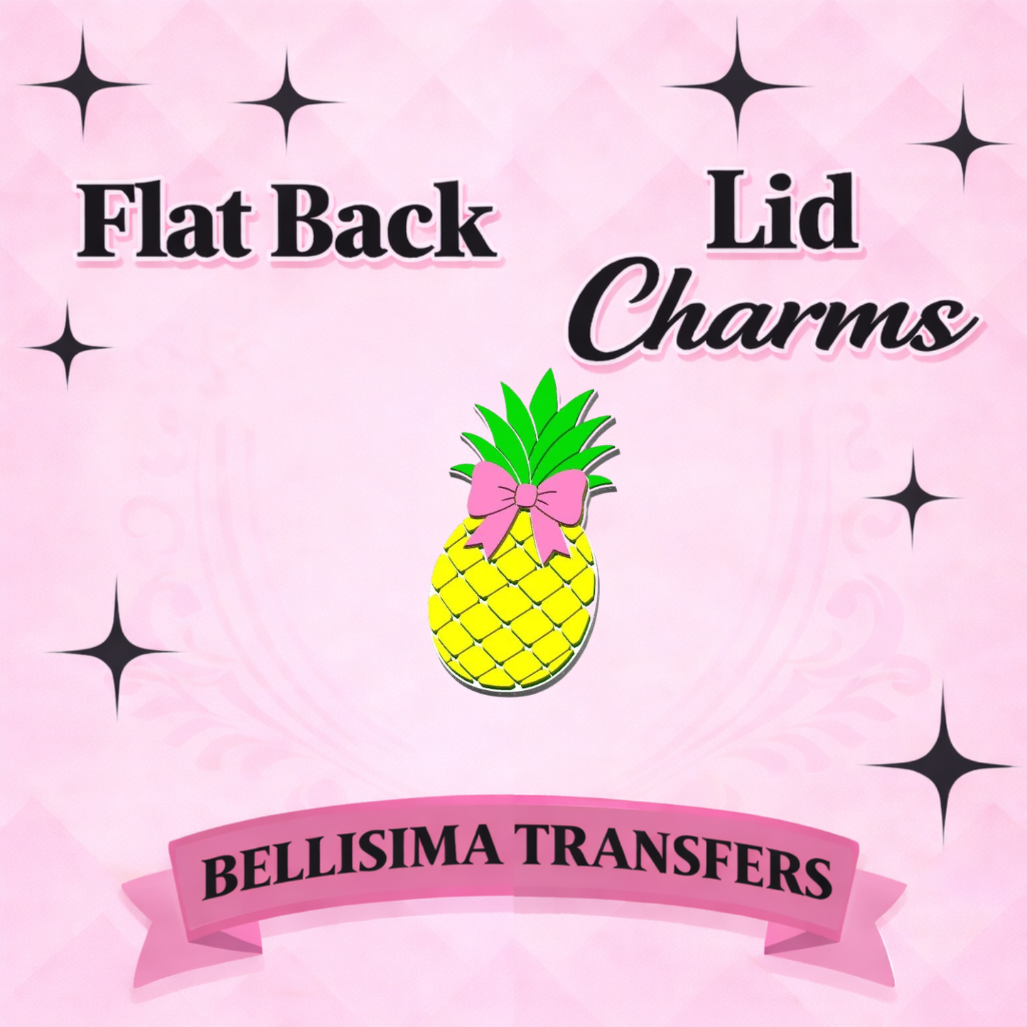Pineapple Bow Flat Back Lid Charms