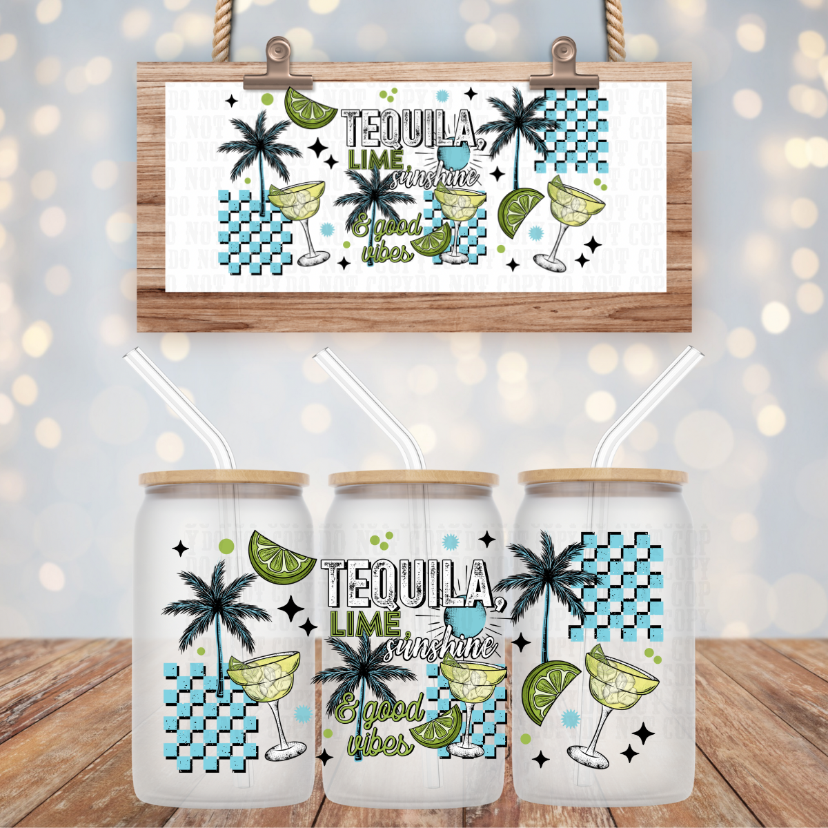TEAL TEQUILA UV DTF CUP WRAP