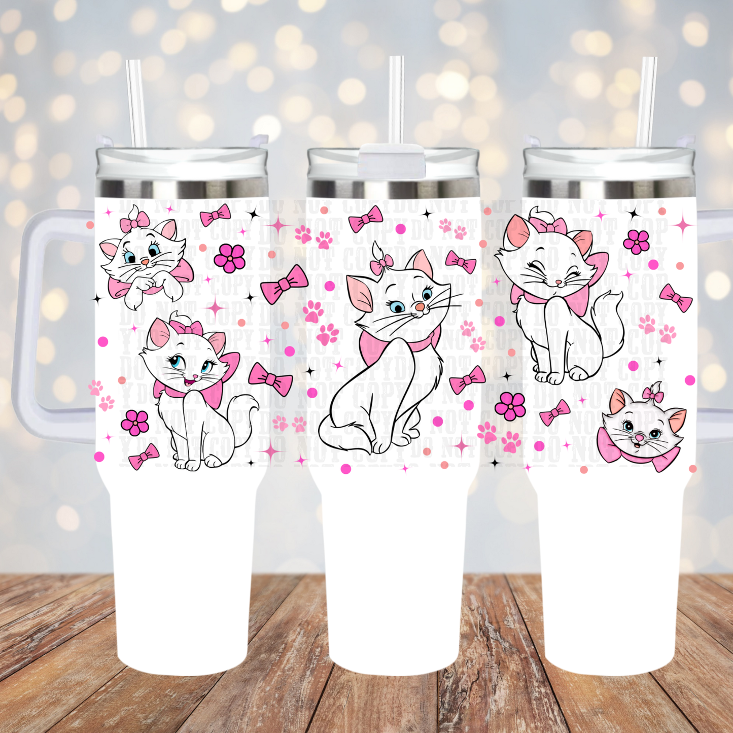 40OZ COQUETTE WHITE KITTY UV DTF CUP WRAP