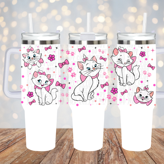 40OZ COQUETTE WHITE KITTY UV DTF CUP WRAP