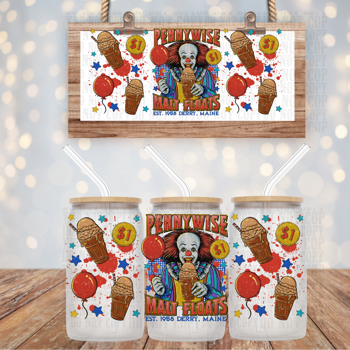PENNY FLOAT MALT SHOP UV DTF CUP WRAP