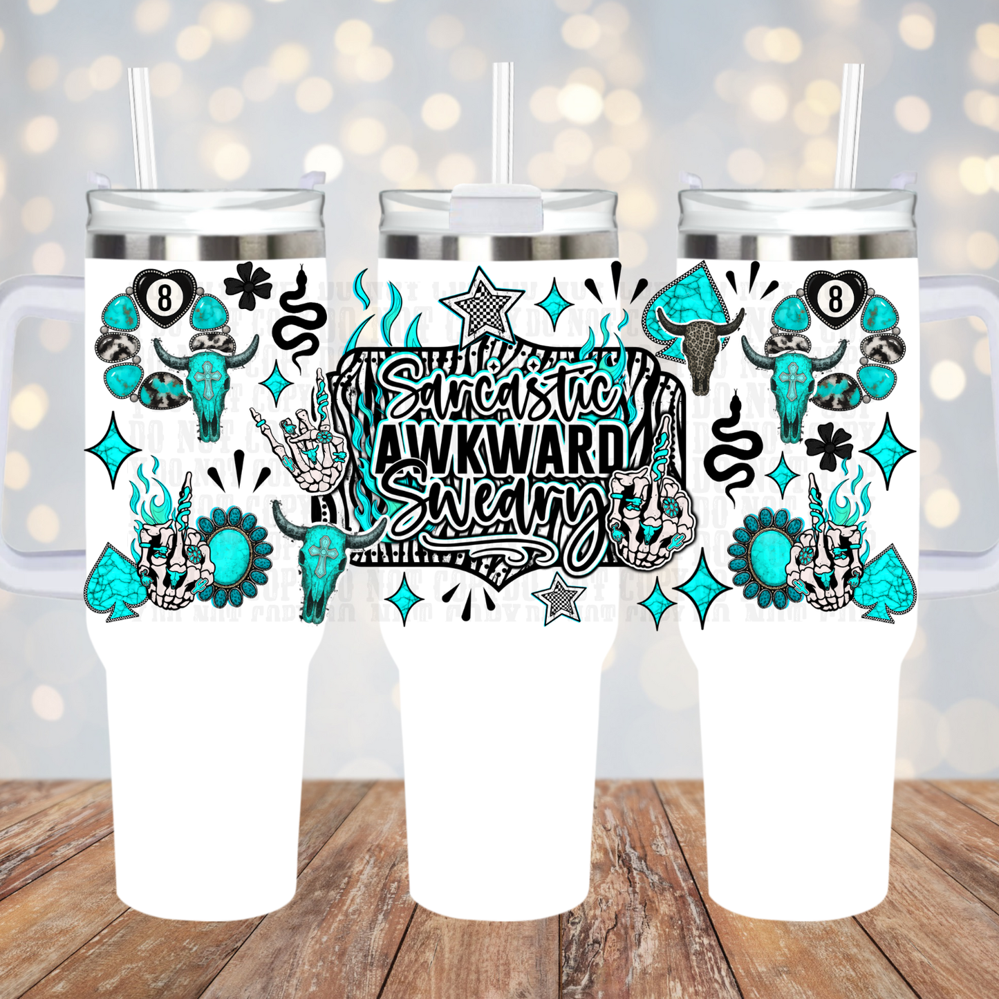 40oz SARCASTIC AKWARD AND SWEARY UV DTF CUP WRAP