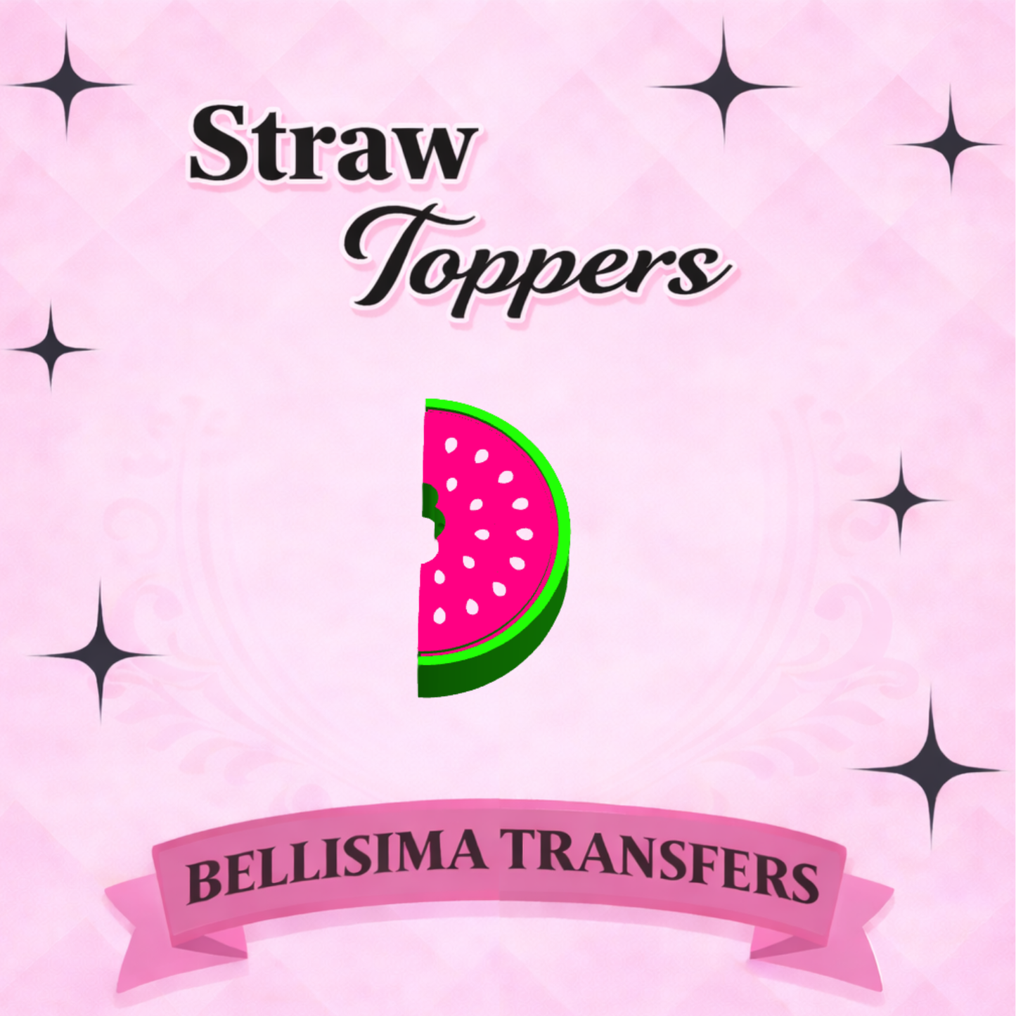 WATERMELON Straw Topper – 3D Printed Tumbler Accessory | Standard or Stanley