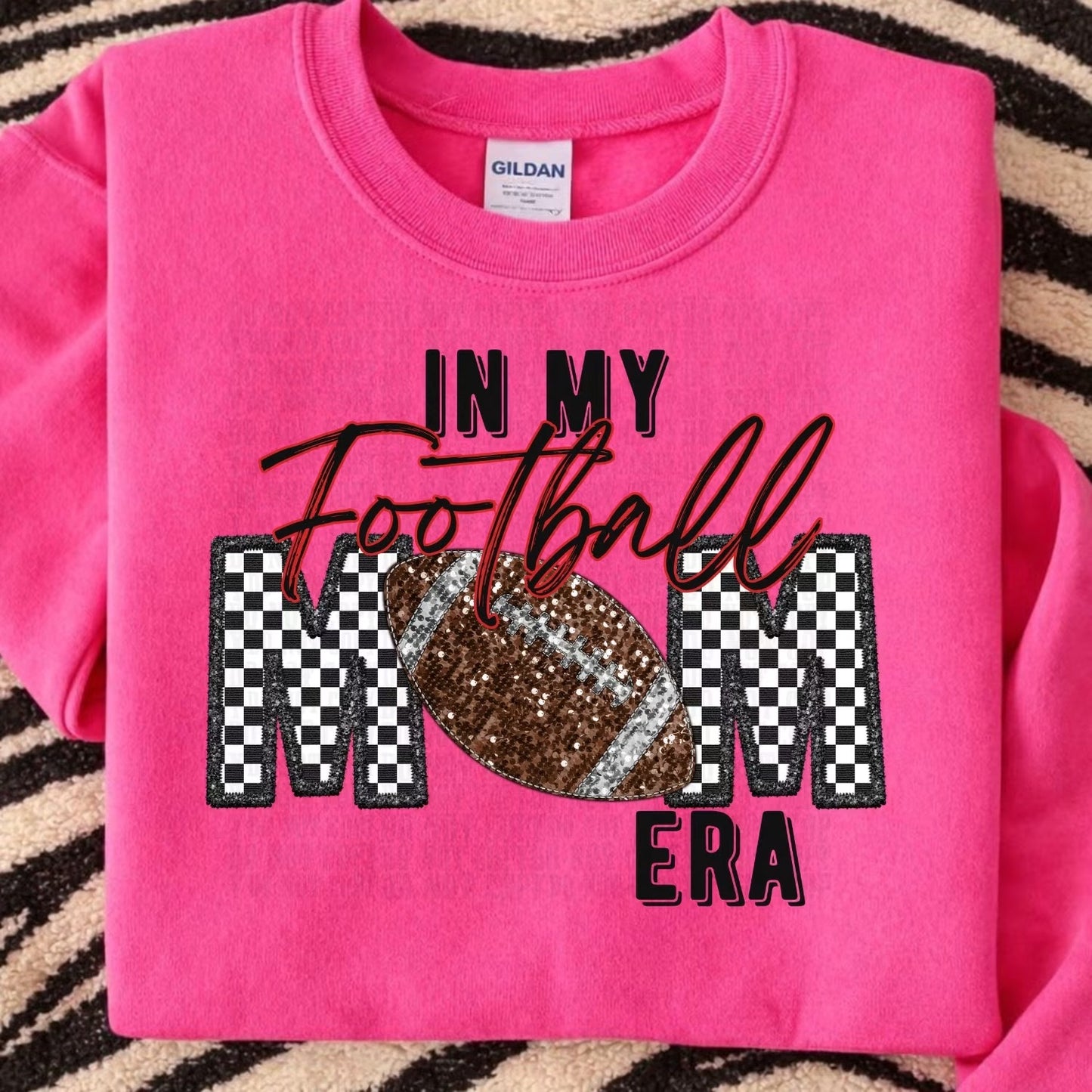 Faux Glitter Football Mom DTF