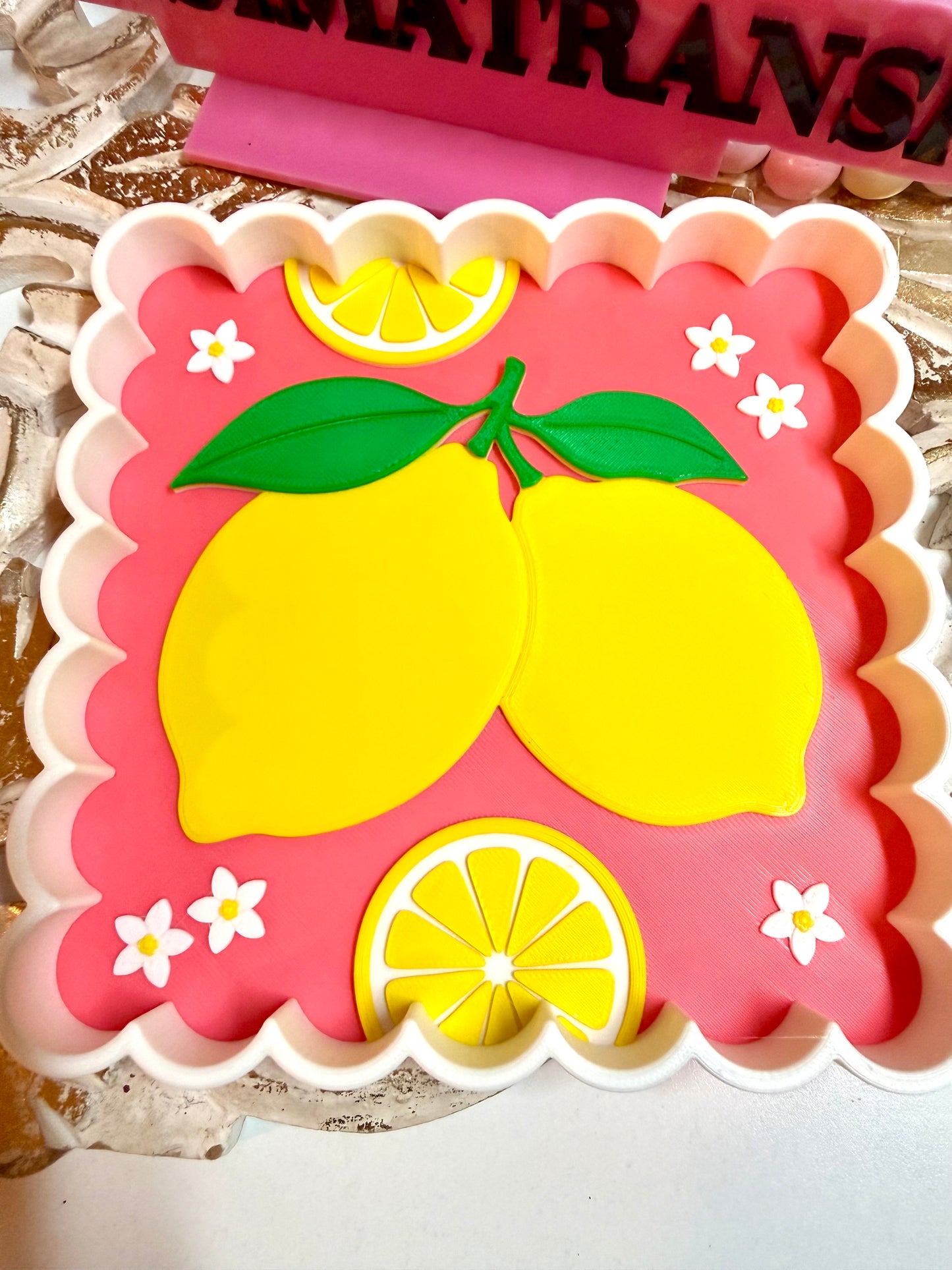 Floral LEMON Trinket Tray | Cute 3D Printed Catch-All Dish