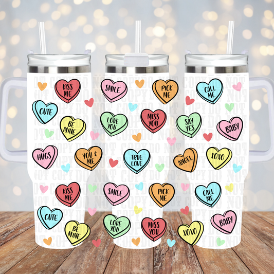 40oz CONVERSATION HEARTS UV DTF CUP WRAP