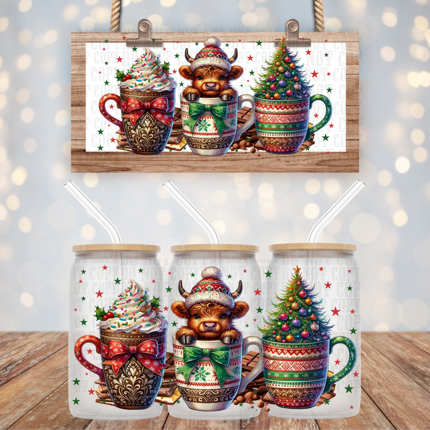 CUTESY COW COFFEE MUG UV DTF CUP WRAP