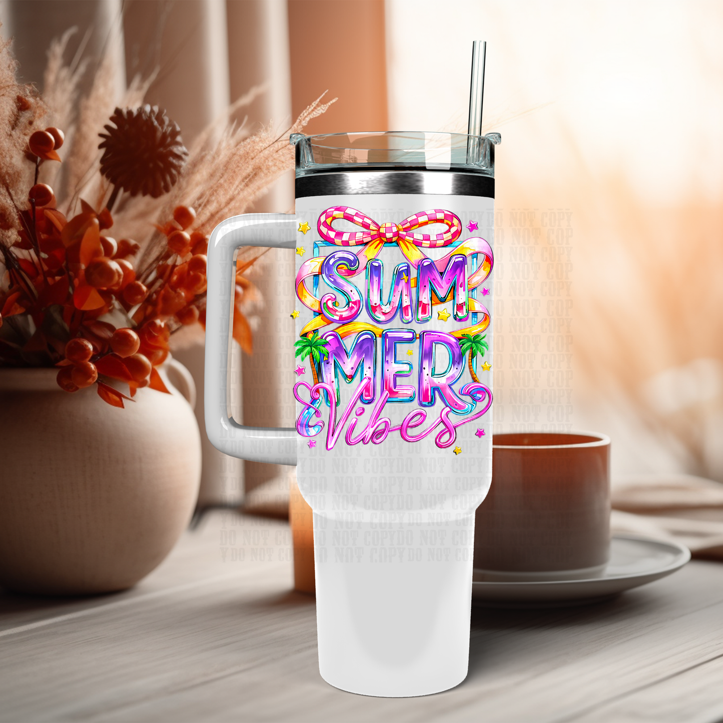 40oz SUMMER VIBES UV DTF Cup Decal