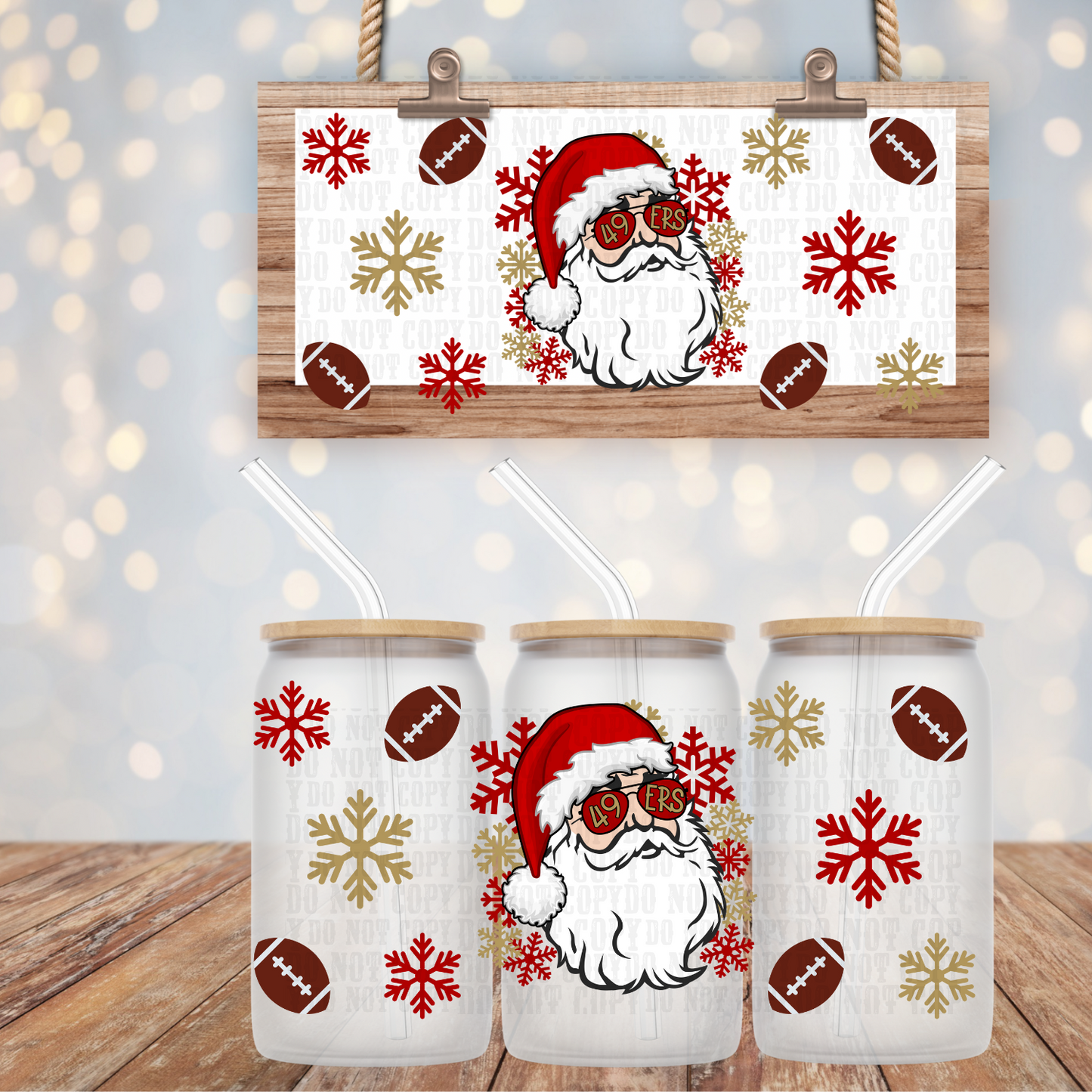 SANTA FOOTBALL TEAMS BUNDLE UV DTF CUP WRAP-SHOP EXCLUSIVE