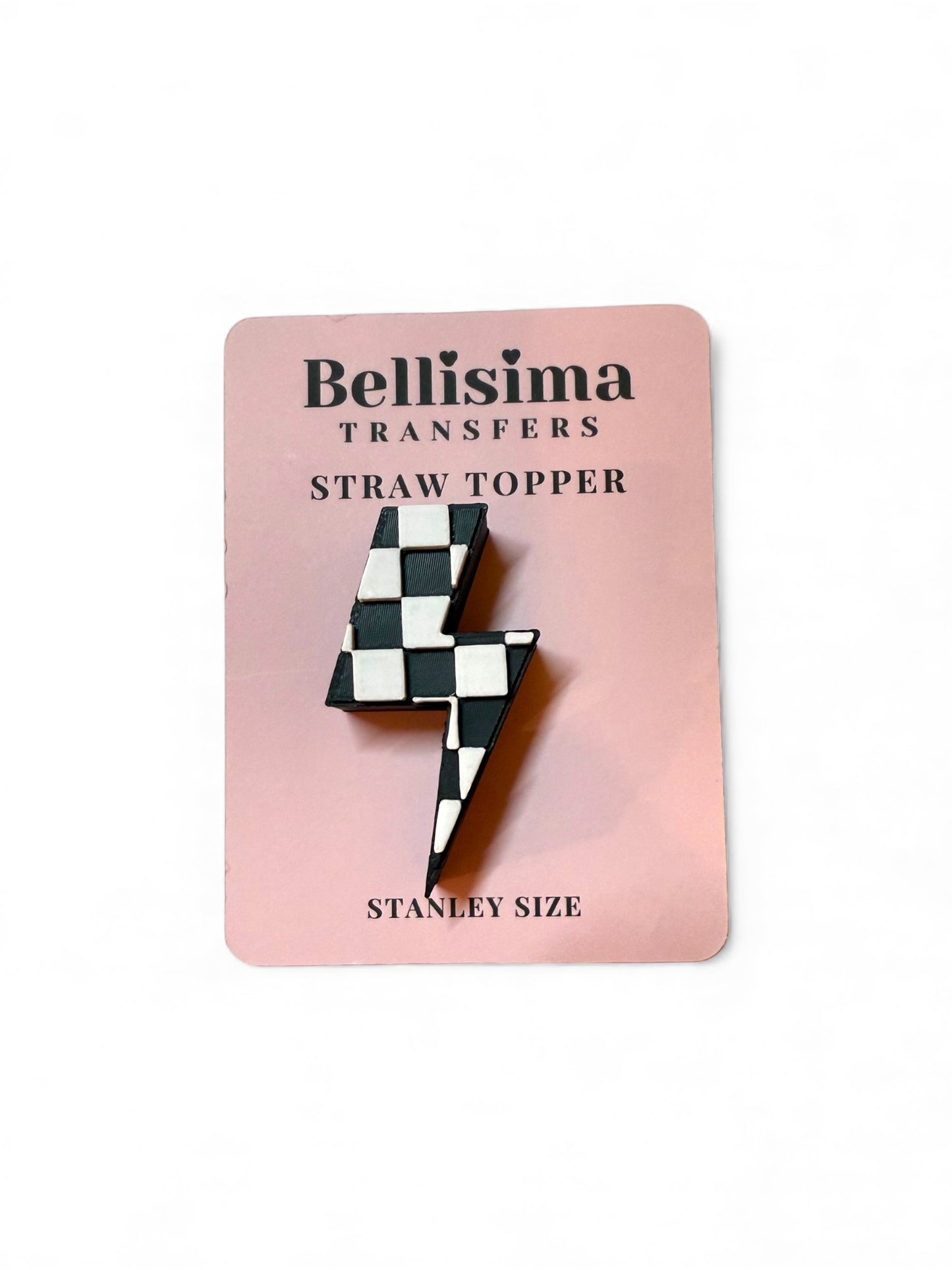 CHECKERED LIGHTENING BOLT 3D STRAW TOPPER STANDARD or STANLEY