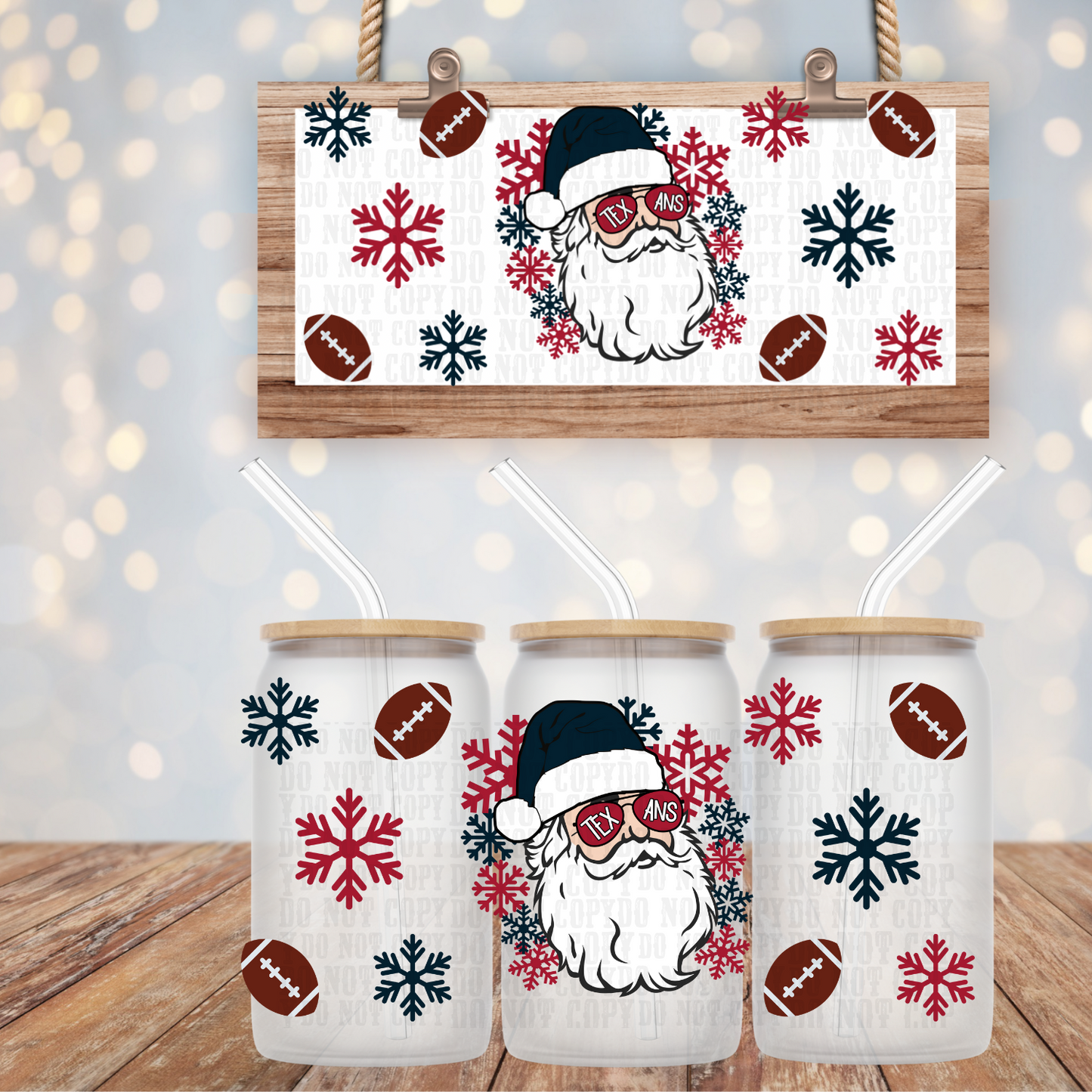 SANTA FOOTBALL TEAMS BUNDLE UV DTF CUP WRAP-SHOP EXCLUSIVE