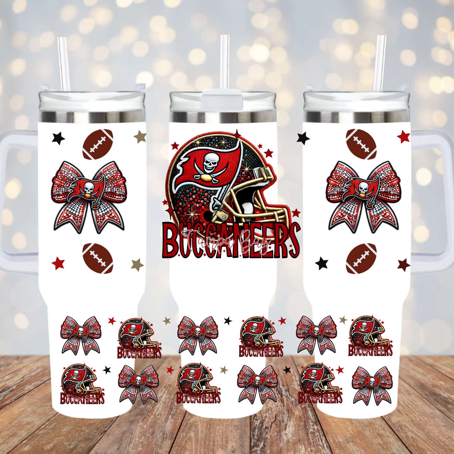40oz COQUETTE HELMUT FOOTBALL BUNDLE UV DTF CUP WRAP