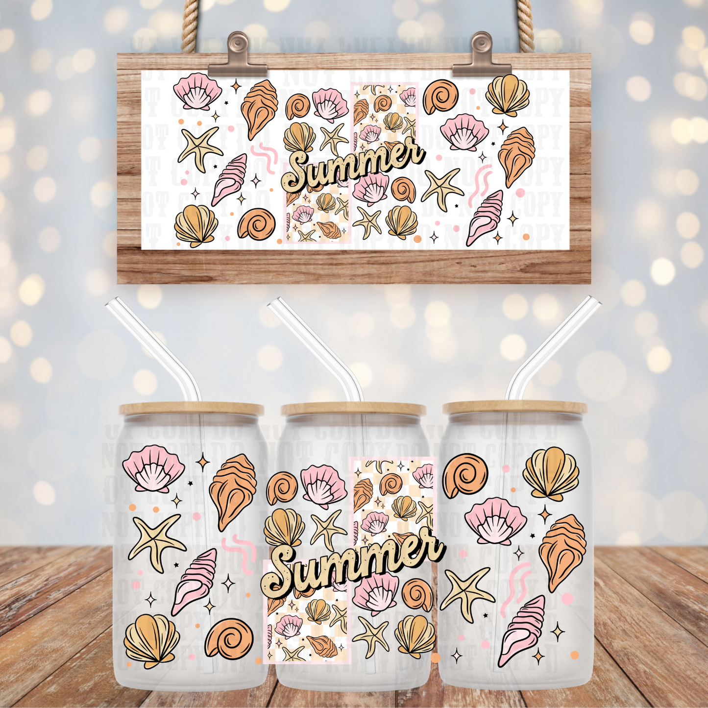 SUMMER SHELLS UV DTF CUP WRAP