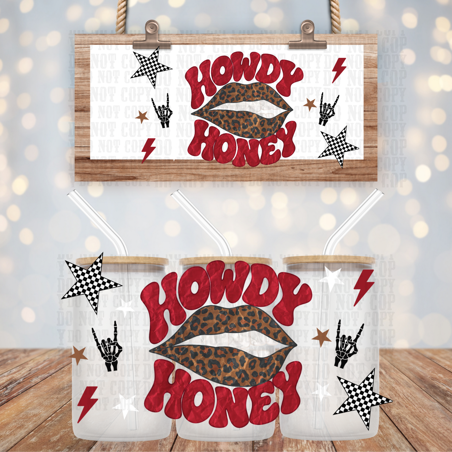 CHEETAH LIPS HOWDY HONEY UV DTF CUP WRAP - SHOP EXCLUSIVE FROM CIERA