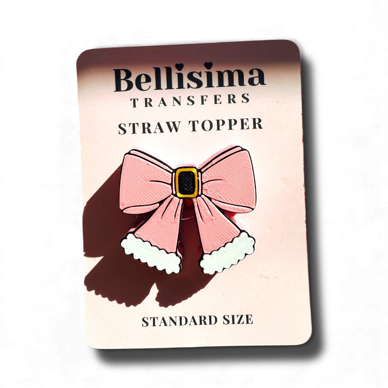 3D SANTA BELT BOW Straw Topper Standard or Stanley