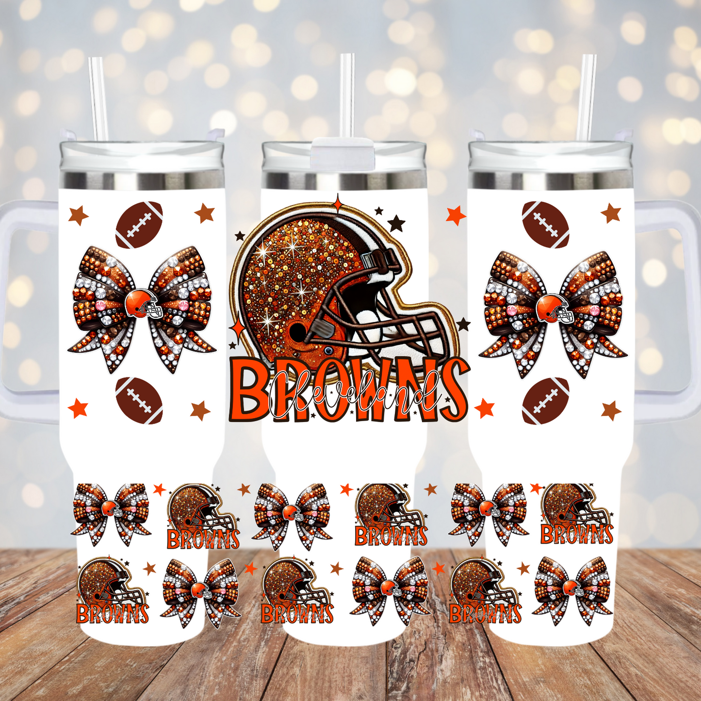 40oz COQUETTE HELMUT FOOTBALL BUNDLE UV DTF CUP WRAP