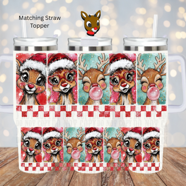 40oz CHECKERED RUDOLPH UV DTF CUP WRAP
