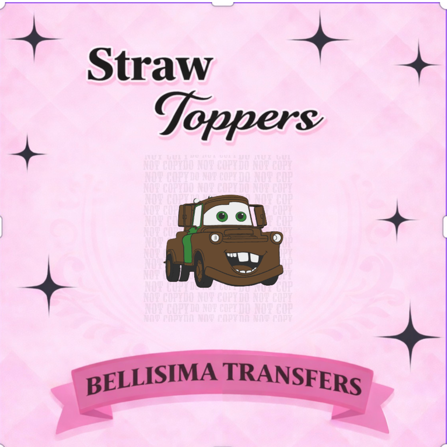 BROWN CAR Straw Topper – 3D Printed Tumbler Accessory | Standard or Stanley