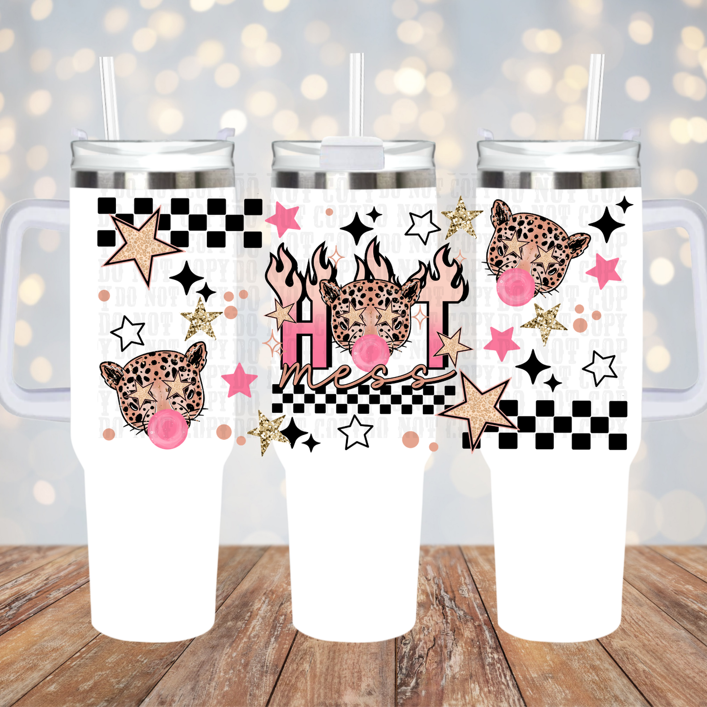 40oz HOT CHEETAH BUBBLE UV DTF Cup Wrap
