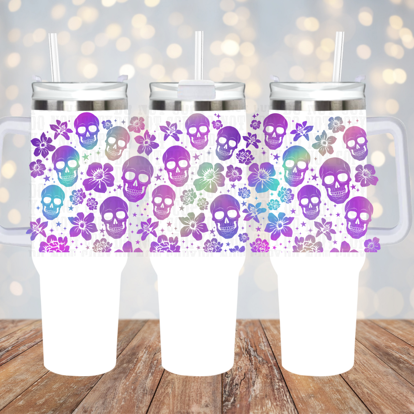 40oz NEON SKELLIES UV DTF CUP WRAP