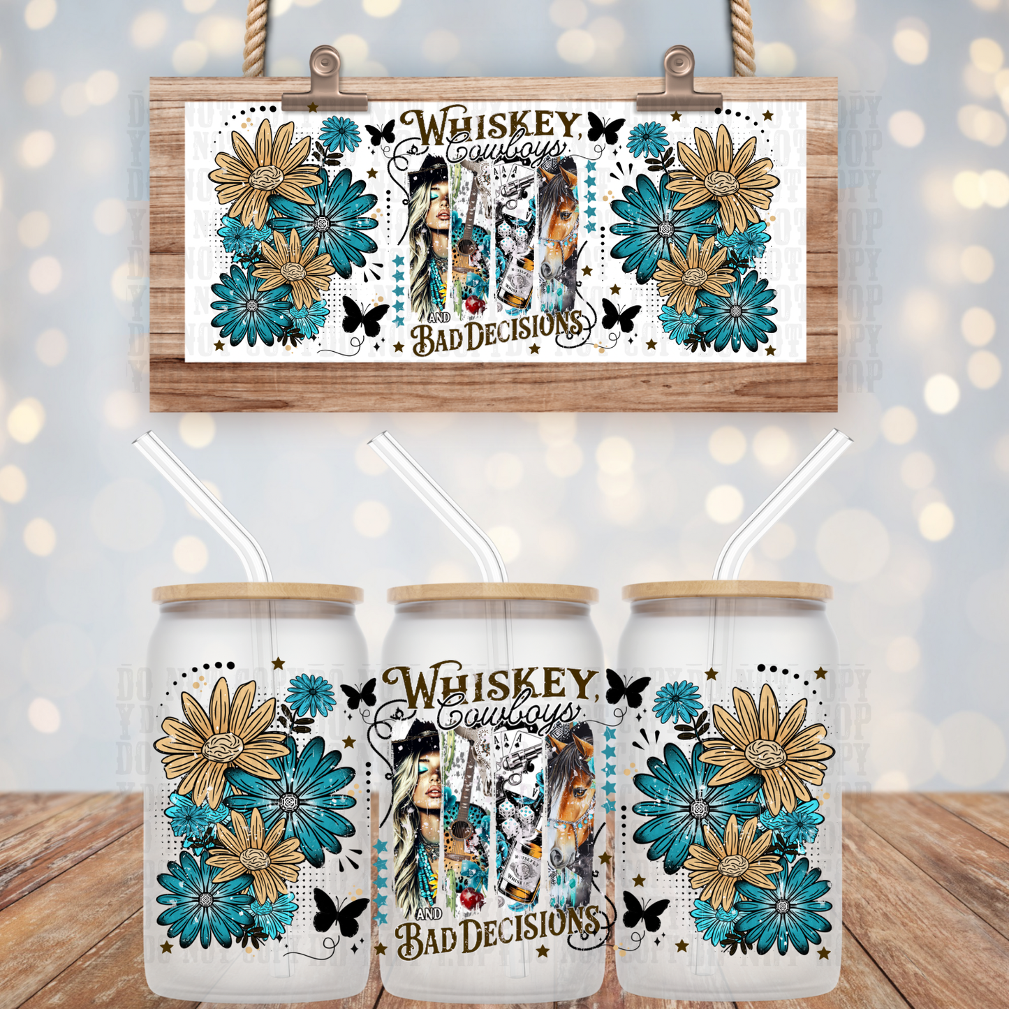 WHISKEY COWBOYS UV DTF CUP WRAP