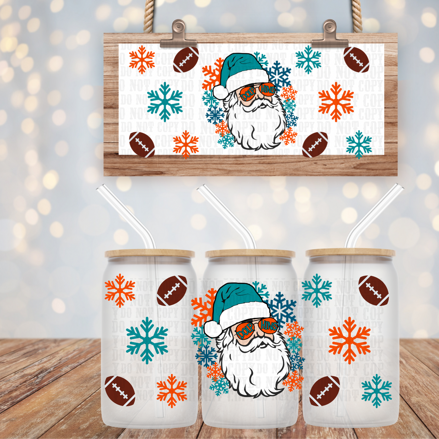 SANTA FOOTBALL TEAMS BUNDLE UV DTF CUP WRAP-SHOP EXCLUSIVE