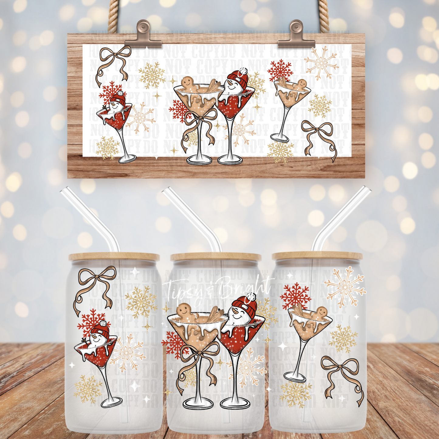 TIPSY AND BRIGHT UV DTF CUP WRAP