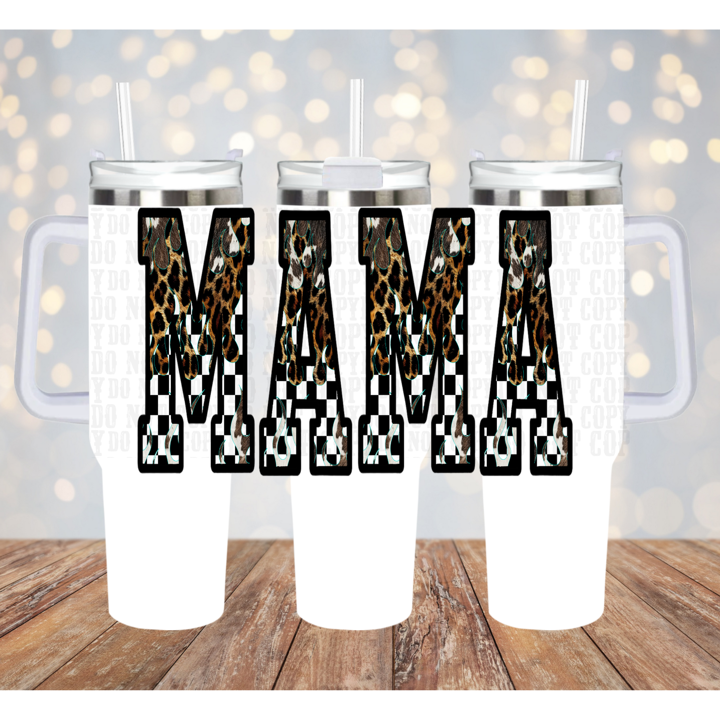 40OZ CHEEETAH MAMA CHECKERED UV DTF CUP WRAP - SHOP EXCLUSIVE BY CIERA