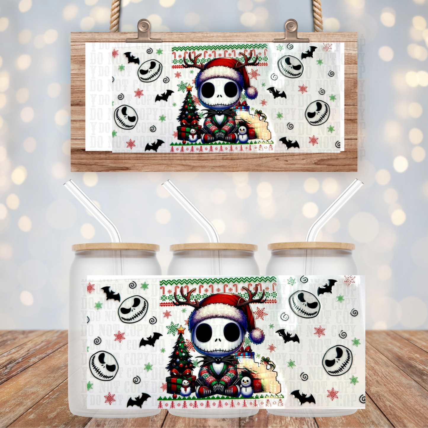 CHRISTMAS JAMMIE JACK UV DTF CUP WRAP