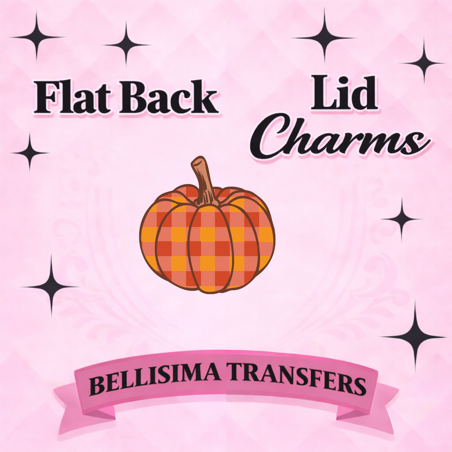 PLAID PUMPKIN Flat Back Lid Charms