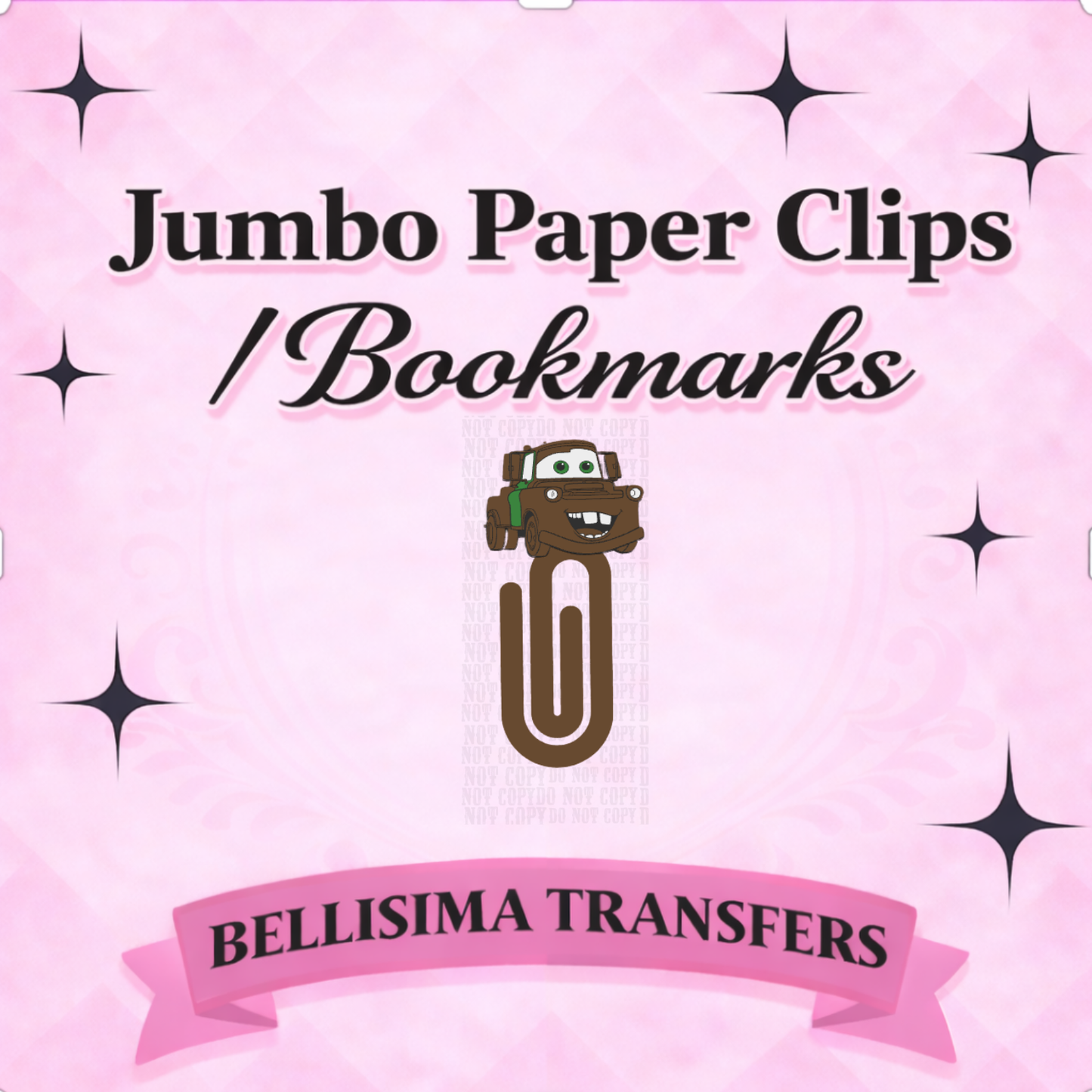BROWN CAR Jumbo Paperclip Bookmark | Cute Checkered Planner Clip