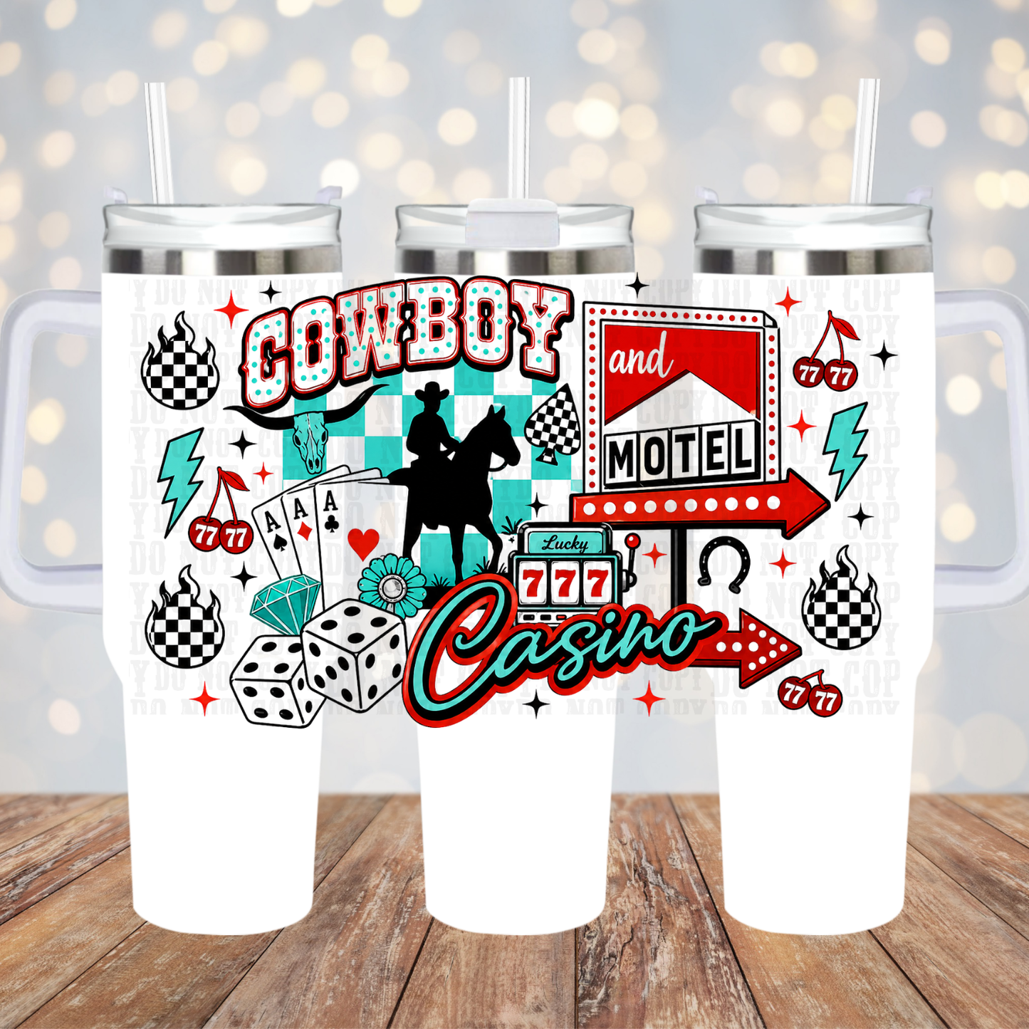 40oz COWBOY HOTEL UV DTF CUP WRAP