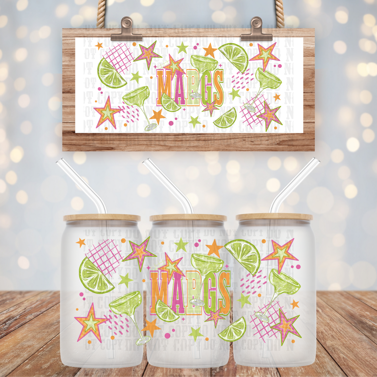 NEON MARGS UV DTF CUP WRAP