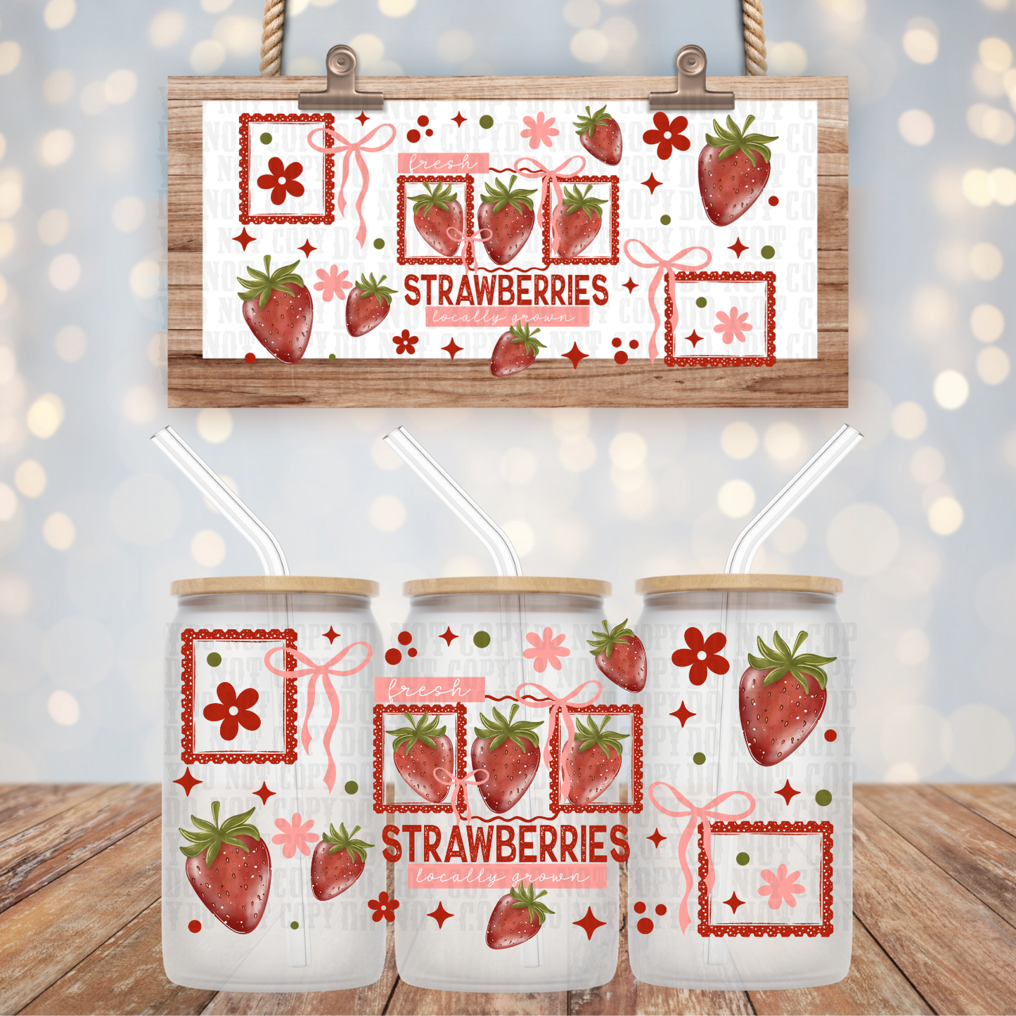 STRAWBERRY STAMPS UV DTF CUP WRAP