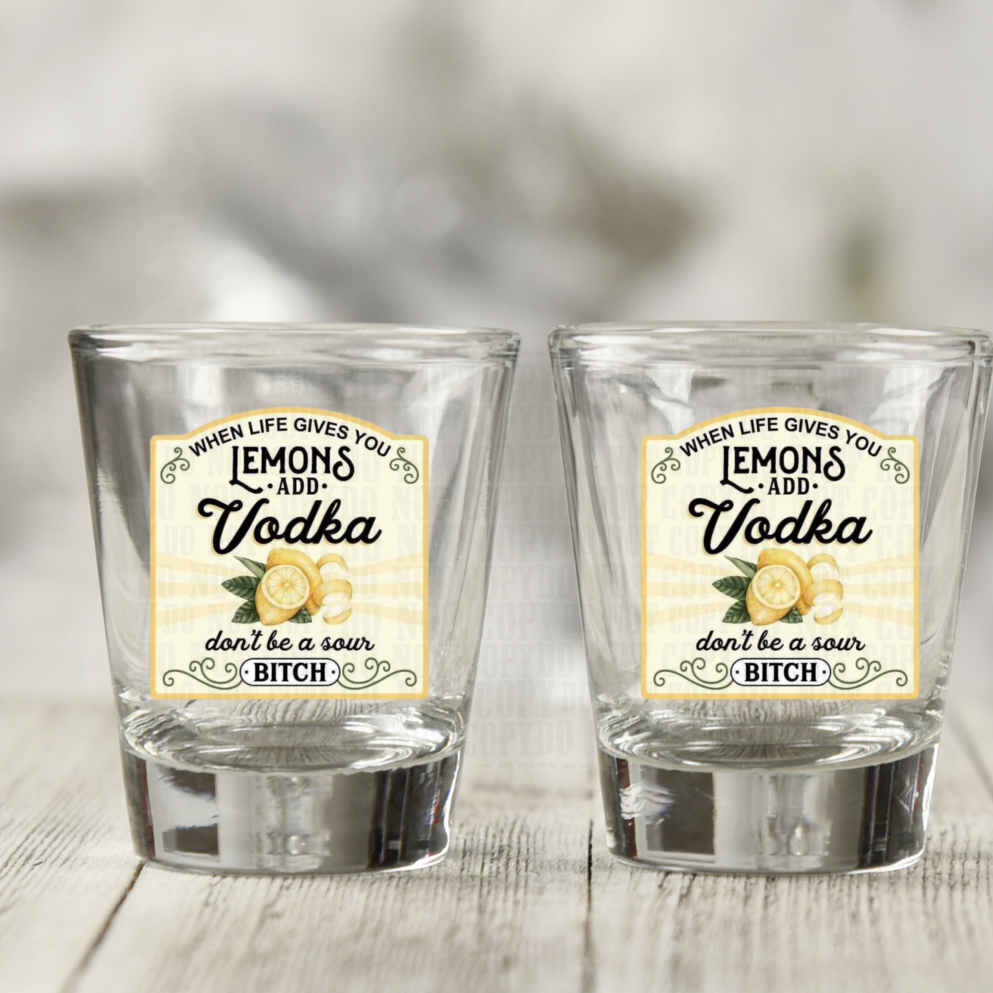 VINTAGE VODKA LABEL UV DTF SHOT GLASS