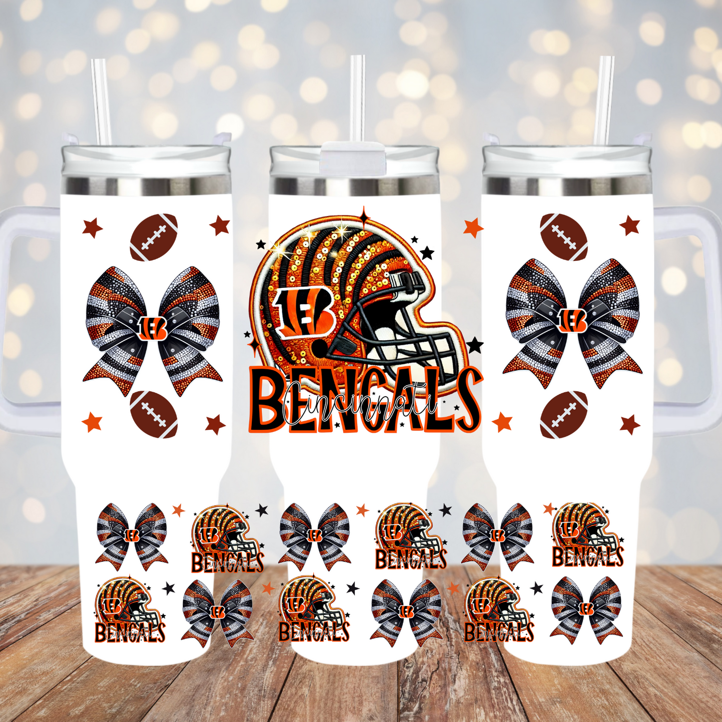 40oz COQUETTE HELMUT FOOTBALL BUNDLE UV DTF CUP WRAP