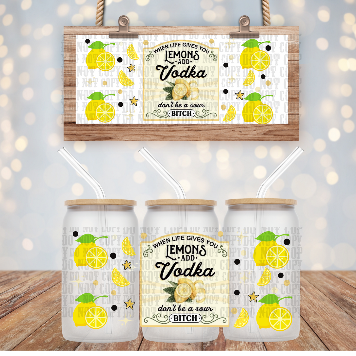 LEMON VODKA UV DTF CUP WRAP