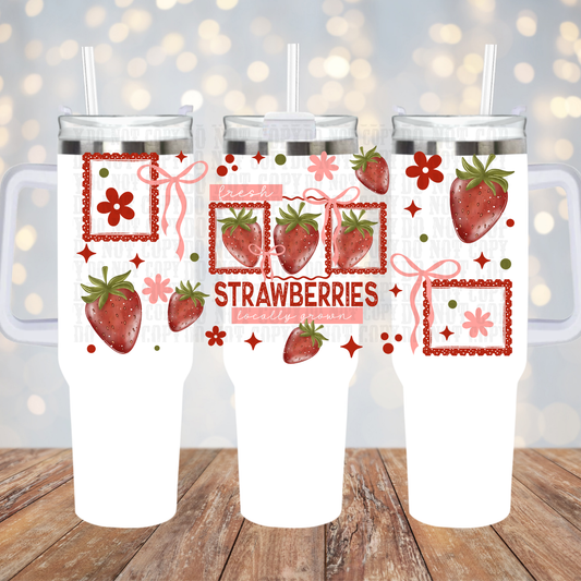 40oz STRAWBERRY STAMPS UV DTF Cup Wrap
