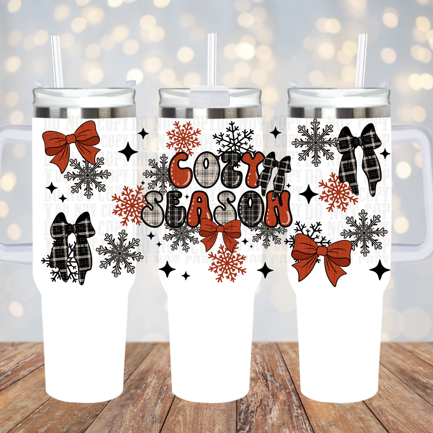40oz COQUETTE COZY SEASON BOWS UV DTF CUP WRAP