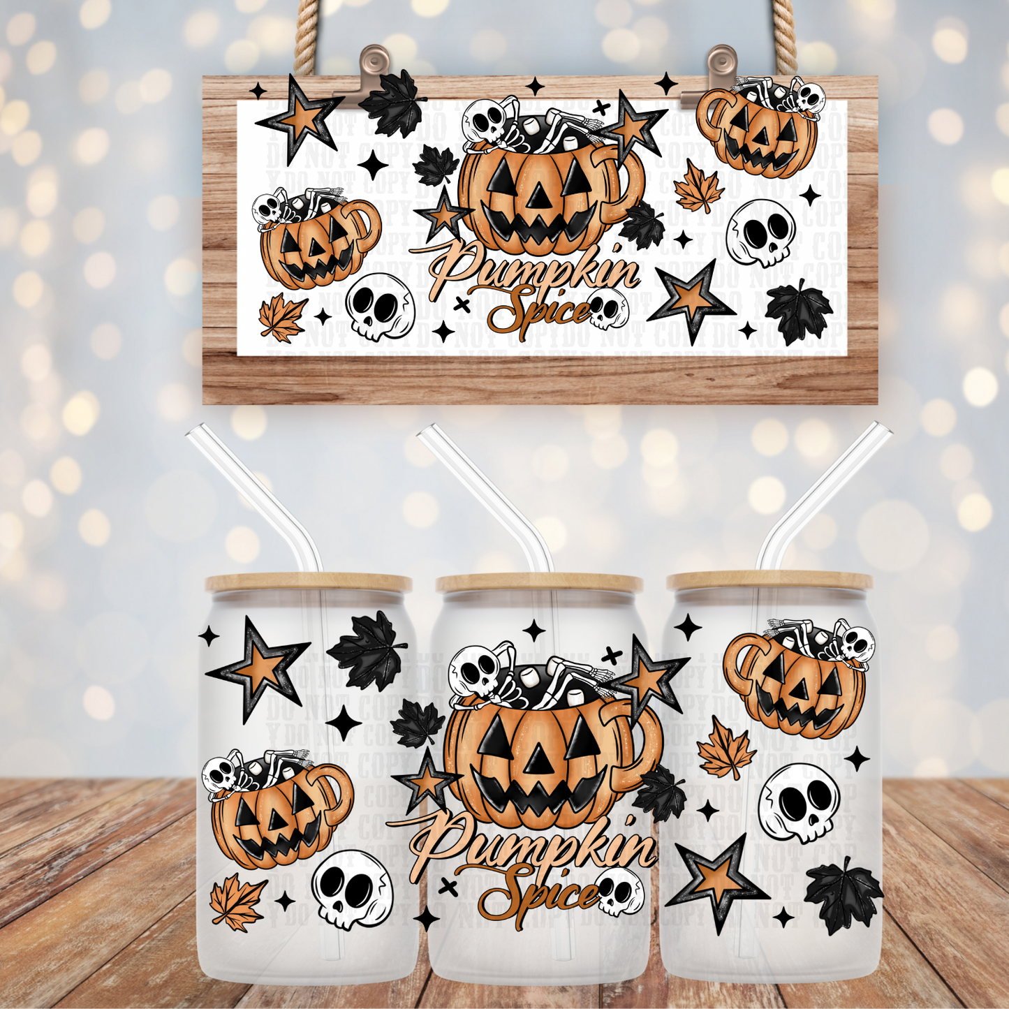 SKELLY PUMKIN SPICE UV DTF CUP WRAP