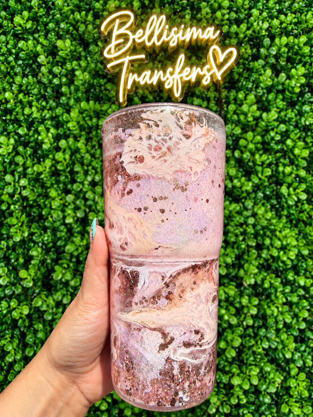 💗✨ Pink & Gold 18oz Epoxy Swirl Lava Tumbler- Top Affiliate Glitter