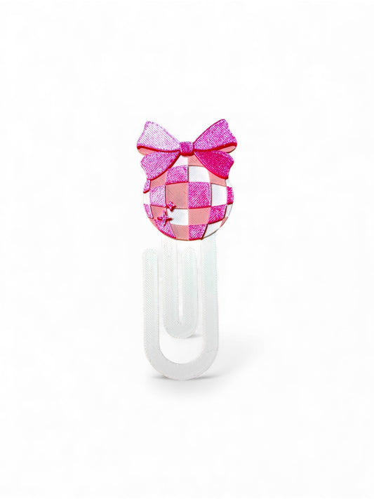 Disco Bow Jumbo Paperclip Bookmark | Cute Checkered Planner Clip
