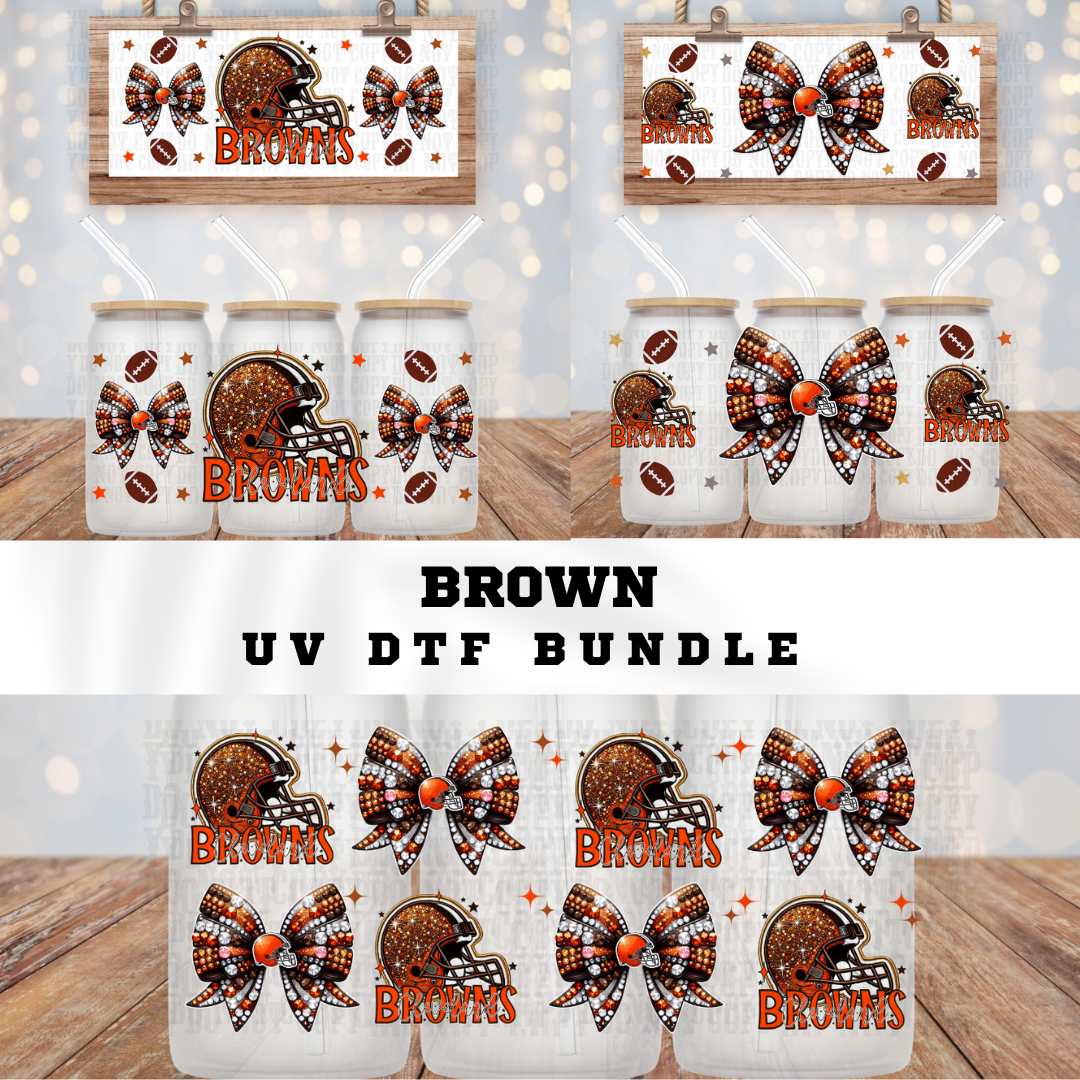COQUETTE BROWN FOOTBALL BUNDLE UV DTF CUP WRAP