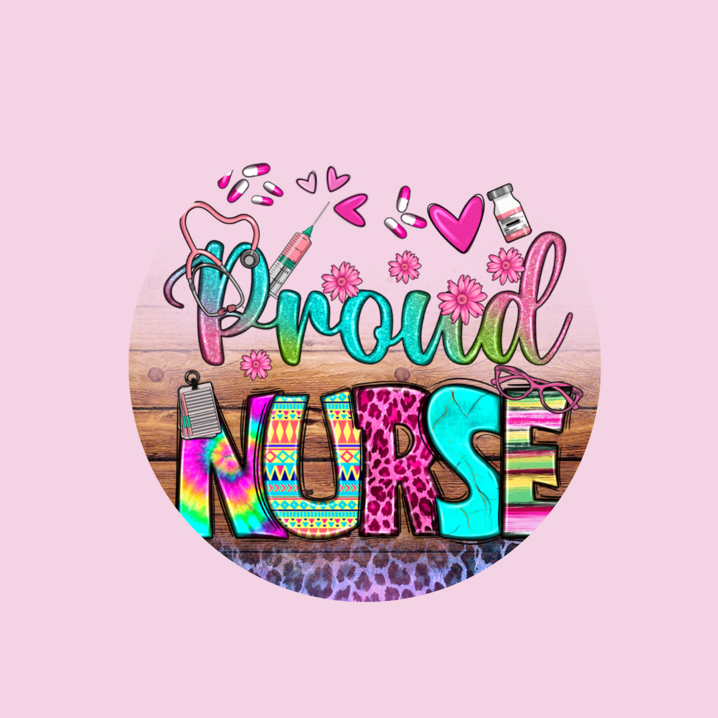 Floral Proud Nurse UV DTF Lid Decal