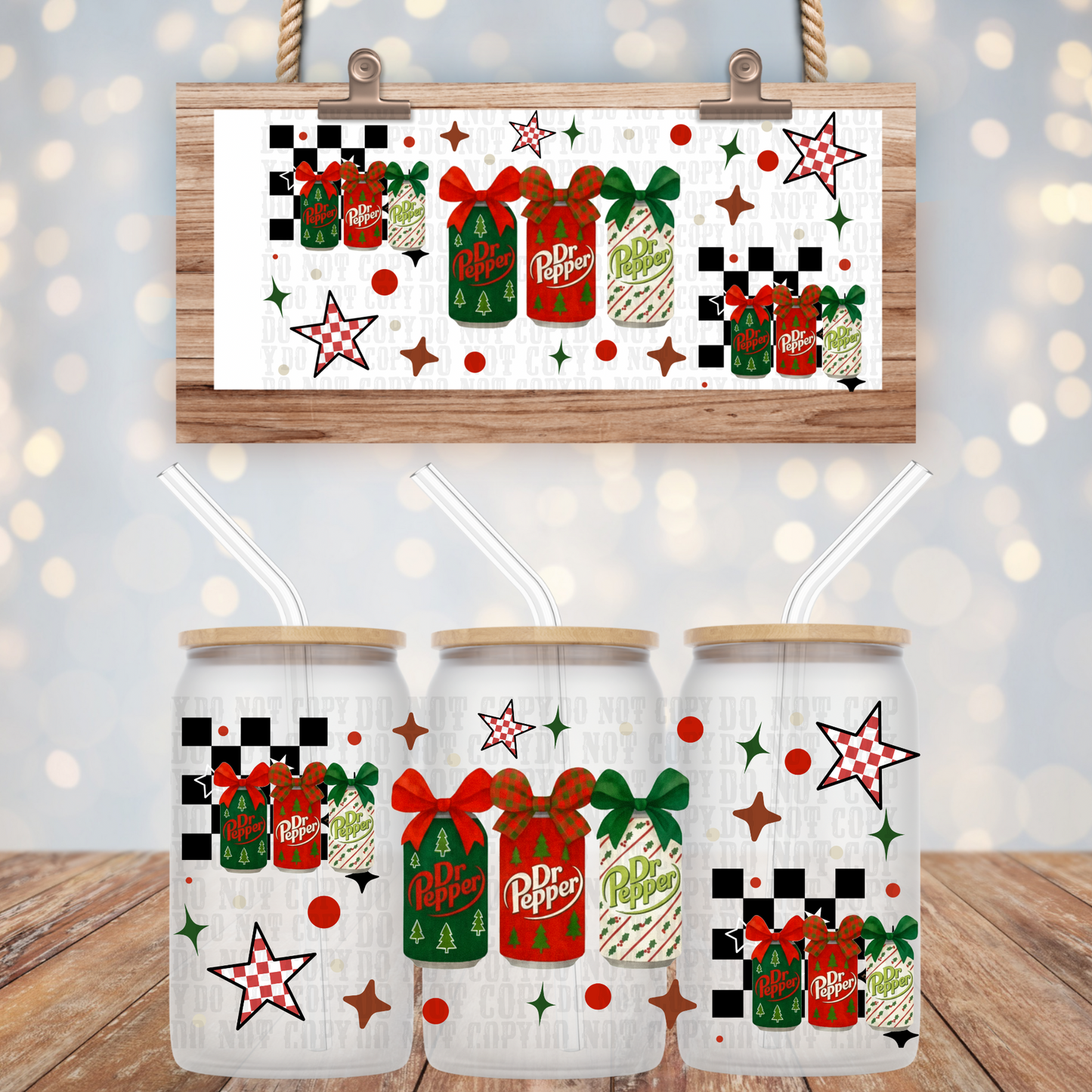 COQUETTE CHRISTMAS DR. PEPPER UV DTF CUP WRAP