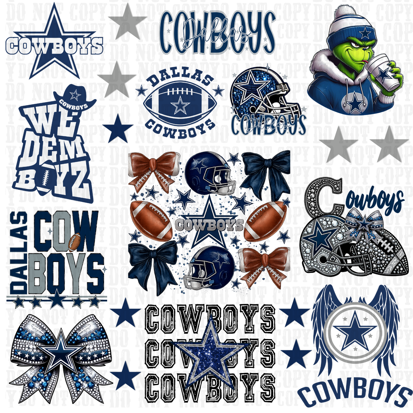 Dallas football UV DTF Element sheet