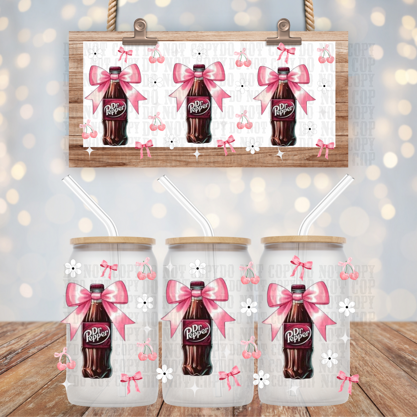 Dr Pepper Bow UV DTF Cup Wrap