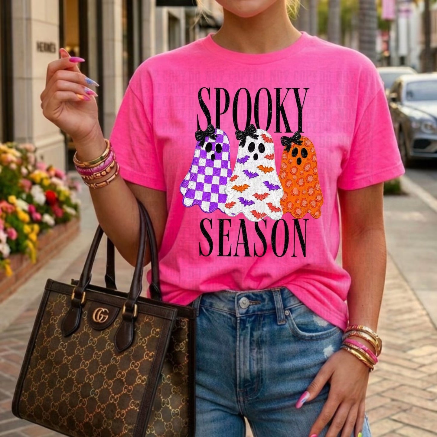 Checker Colorful Ghosty Spooky Season DTF